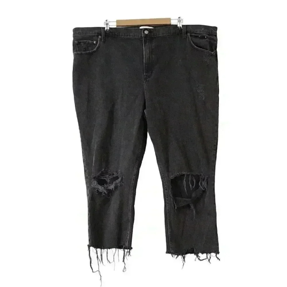 Abercrombie & Fitch Jeans Size 37 24R 90s Straight Ultra High Rise Distressed